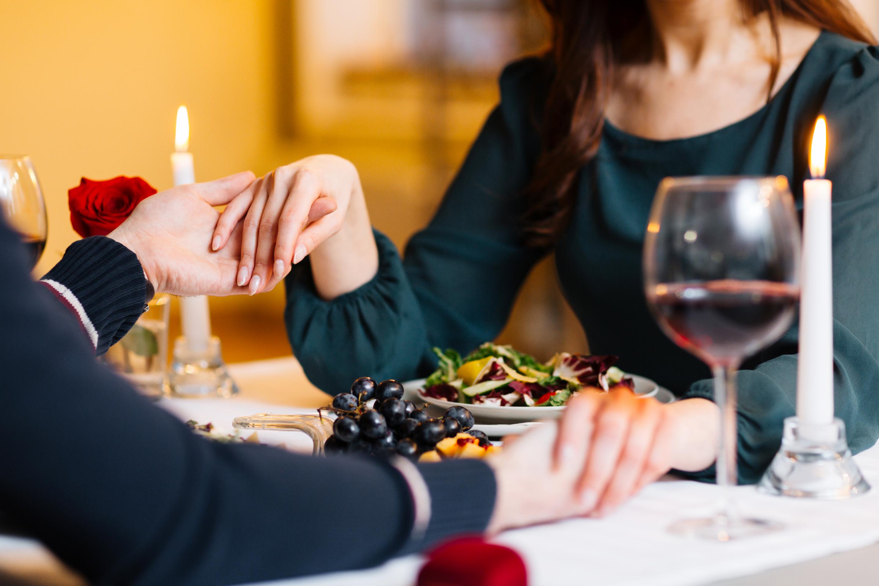 Romantic dinner moment
